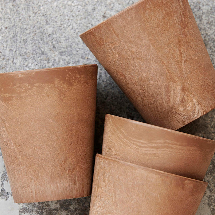 House Doctor Set Of Four Resin Cups Matte Earth Brown