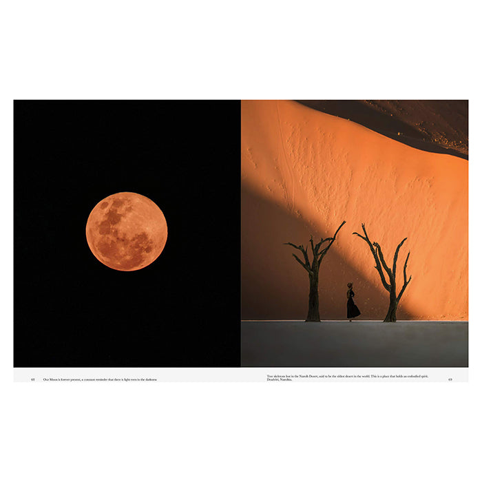 Orange and black photographs from the book "Forever Wandering"