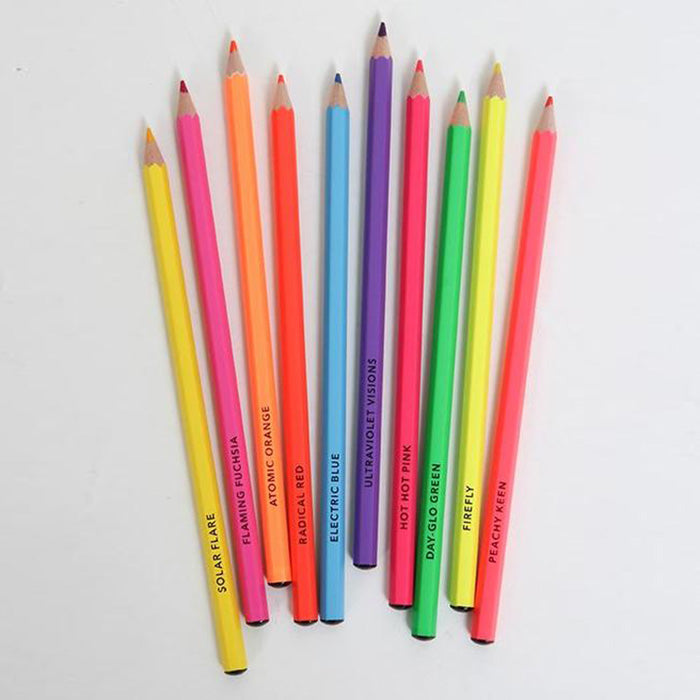 Set Of 10 Bright Ideas Coloured Pencils Neon