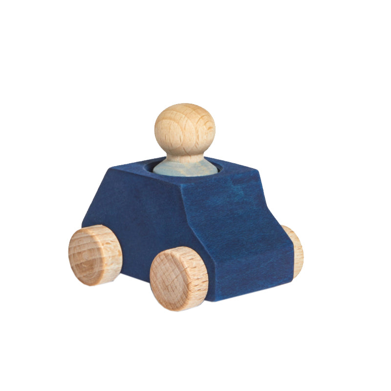 Lubulona Wooden Car Blue With Grey Figure