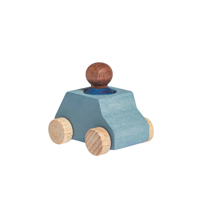 Lubulona Wooden Car Grey With Blue Figure