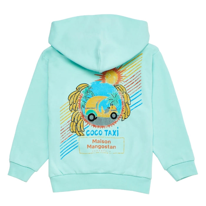 Maison Mangostan Child Coco Taxi Sweatshirt With Hood Aquamarine