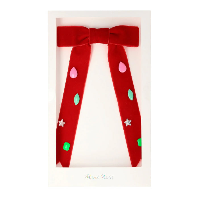 Meri Meri Christmas Small Bow Hair Clip Red