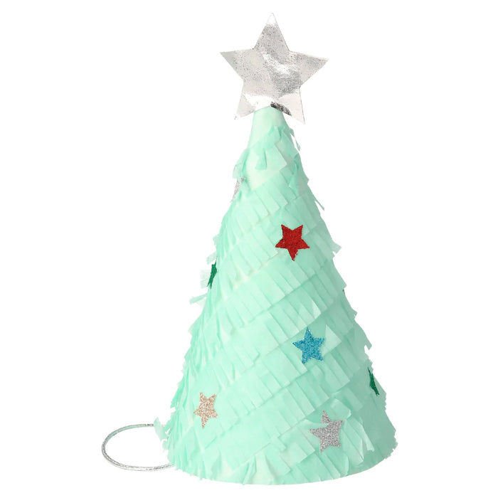 Meri Meri Christmas Fringed Tree Party Hats Green