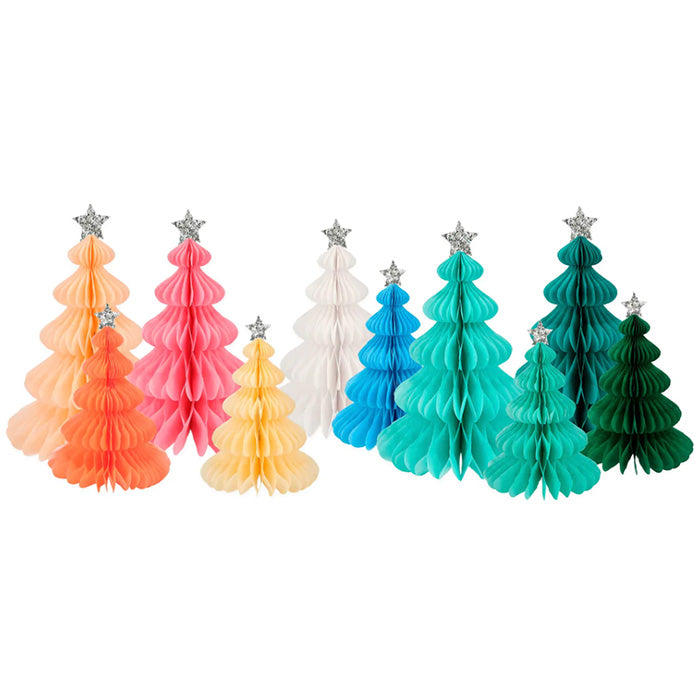 Meri Meri Christmas Forest Honeycomb Decorations Rainbow