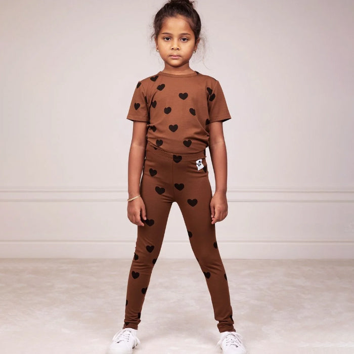Mini Rodini Baby and Child Basic Hearts Leggings Brown