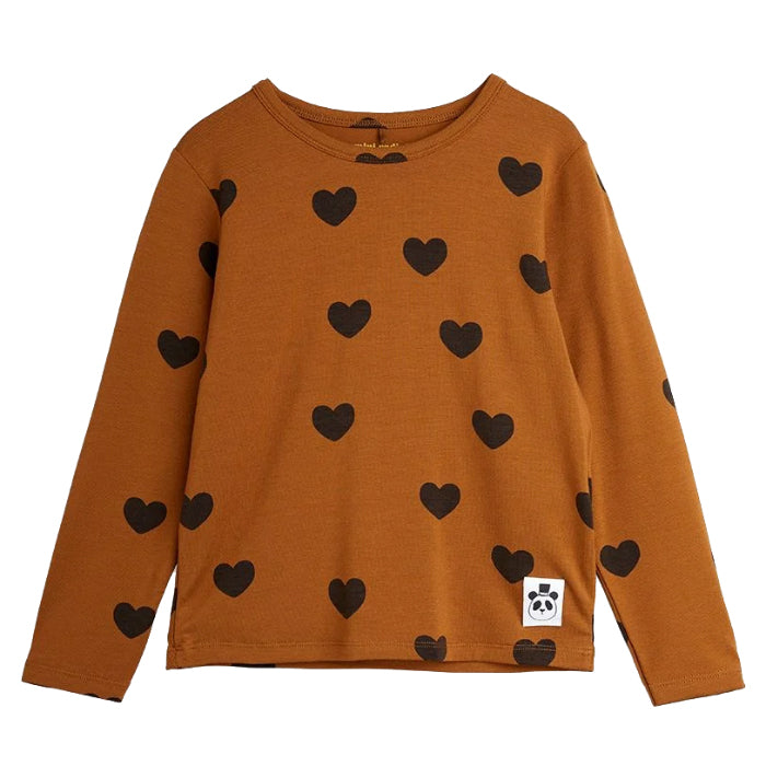 Mini Rodini Child Basic Hearts Long Sleeve T-Shirt Brown
