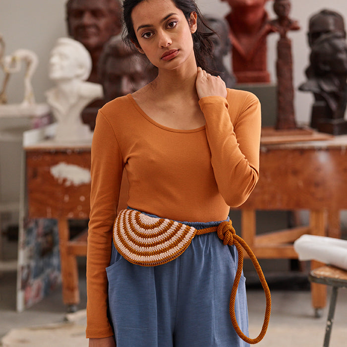 Misha &amp; Puff Woman Small Half Moon Crochet Bag Marigold Yellow