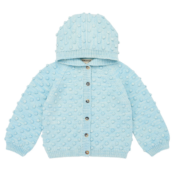 Misha & Puff Child Hooded Popcorn Cardigan Tide Pool Blue - Advice