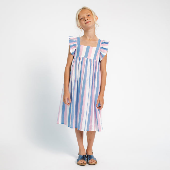 Morley Child Scarlett Dress Ribbon Sky Blue Stripes - Advice from