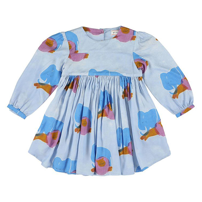 Morley Child Kenzie Dress Carolina Sky Blue With Elephant Print