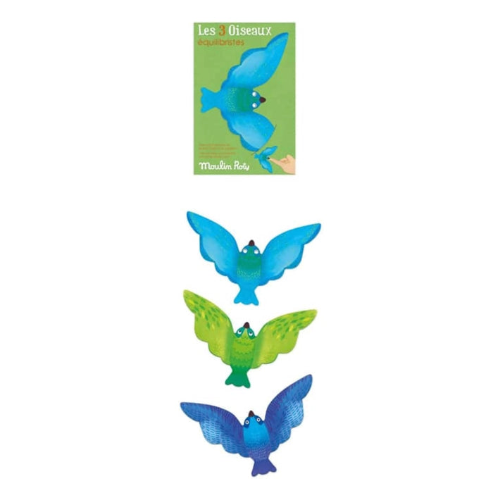 Moulin Roty Les Petites Merveilles Set Of 3 Balancing Birds Blue