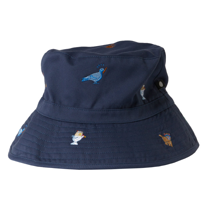 Oeuf Child Bucket Hat Indigo Blue with Embroidered Franglais Print
