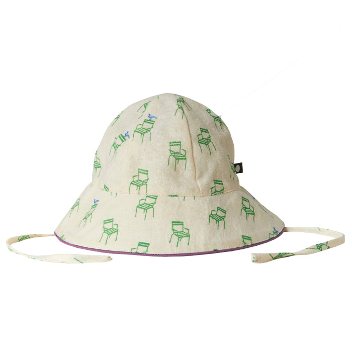 Oeuf Baby Sun Hat Gardenia Cream With Chair Print