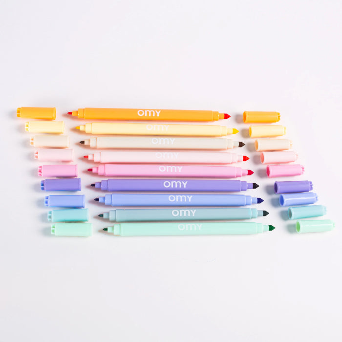 Omy Set Of 9 Dual Tip Pastel Markers