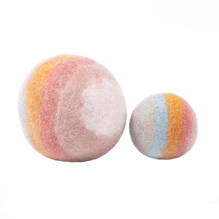 Papoose Set Of 2 Felt Balls Rainbow Earth