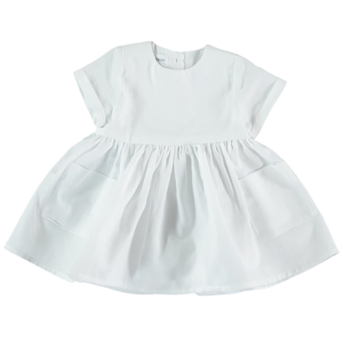 Pequeno Tocon Baby Two Piece Set Dress With Bloomers Blue And White