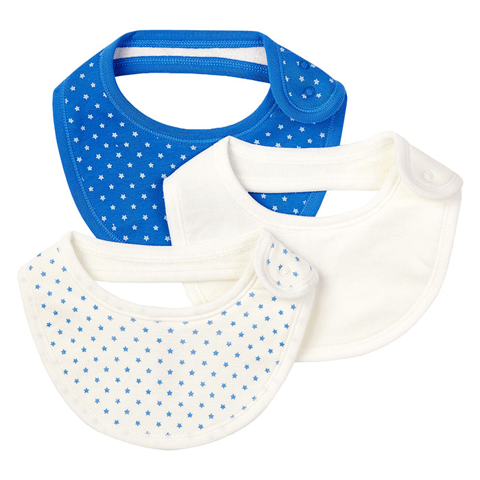 Petit Bateau Baby Set Of Three Bibs Blue Star Print