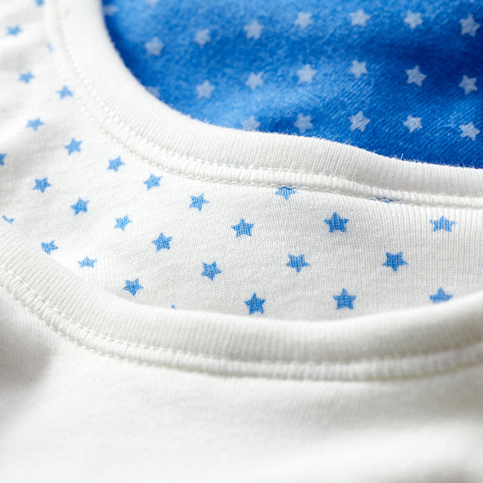 Petit Bateau Baby Set Of Three Bibs Blue Star Print