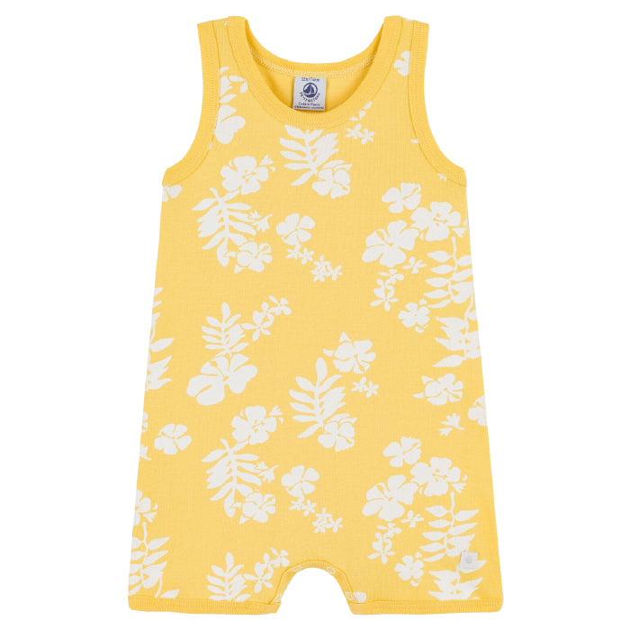 Petit Bateau Baby Romper Yellow Hawaiian Floral Print