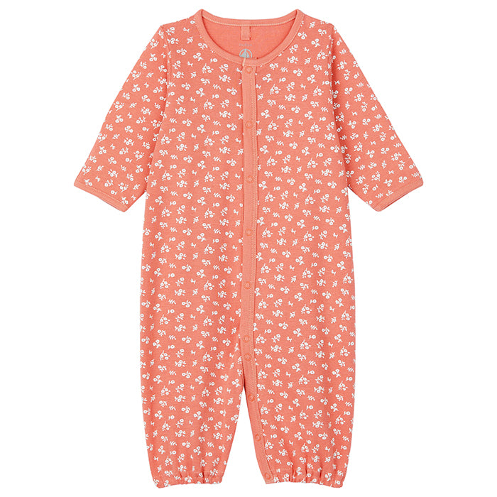 Petit Bateau Baby Convertible Jumpsuit/Sleeping Bag Papaya Pink Floral Print