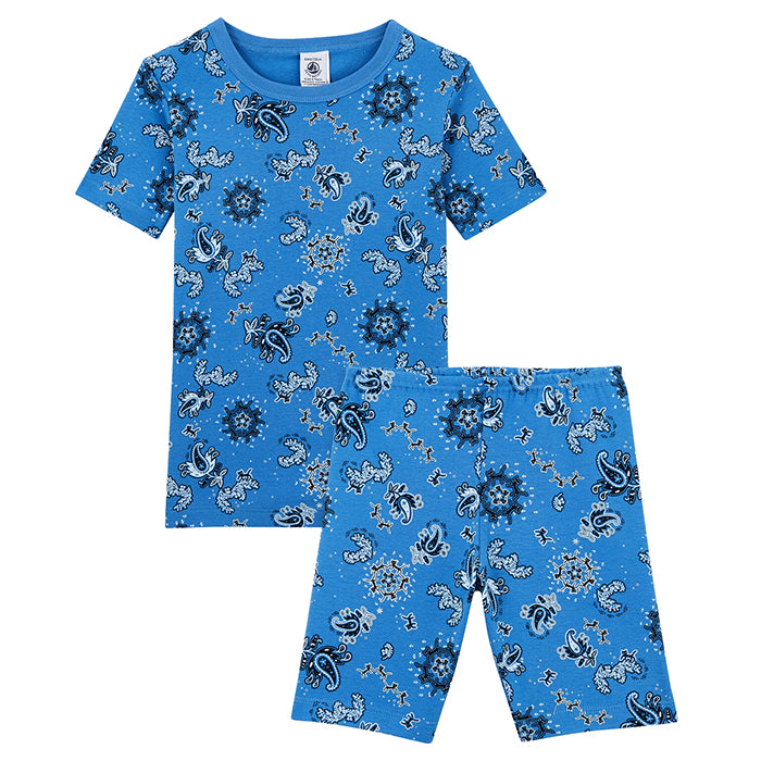 Petit Bateau Child Short Pyjamas Blue Bandana Print