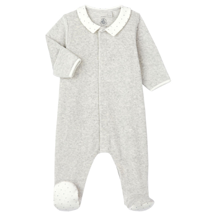 Petit Bateau Baby Collared Pyjamas Grey With Star Details