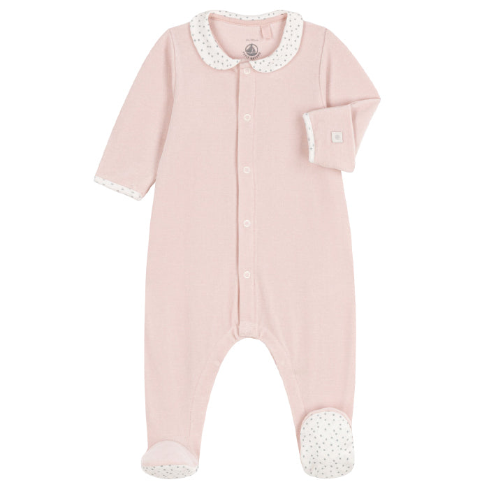 Petit Bateau Baby Collared Pyjamas Pink