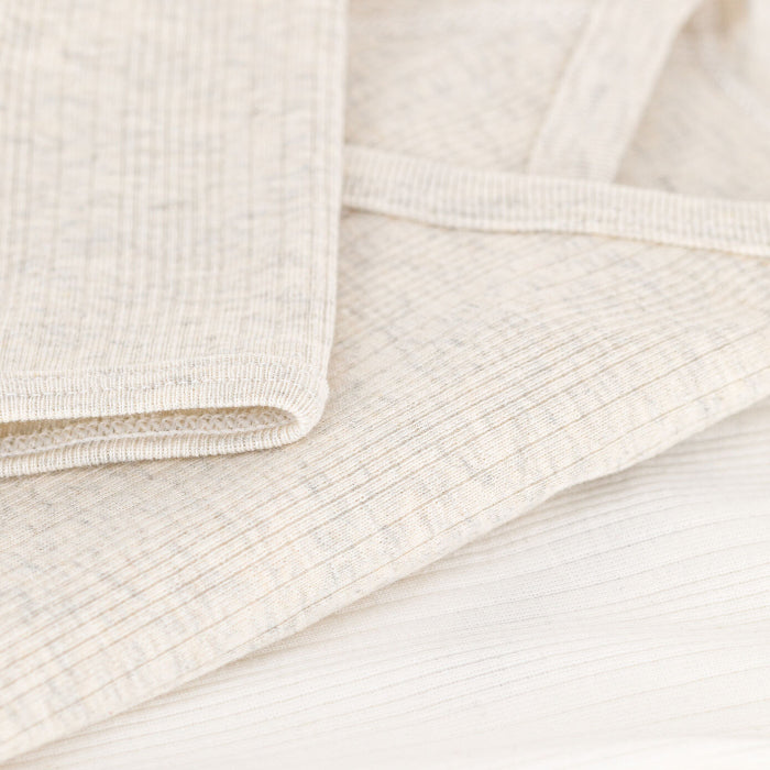 Petit Bateau Baby Set of Two Ribbed Long Sleeved Cross Over Bodysuits Beige And White