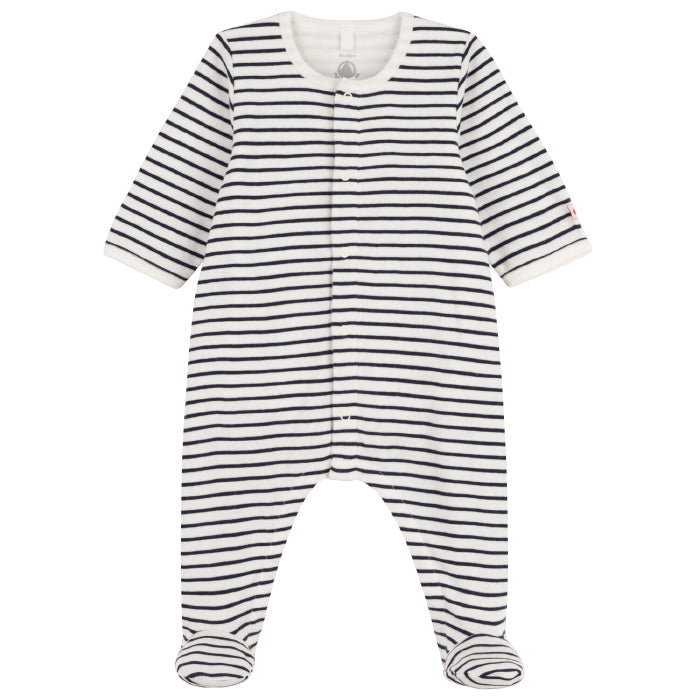 Petit Bateau Baby Bodyjama Pyjamas With Feet Navy Blue Stripes