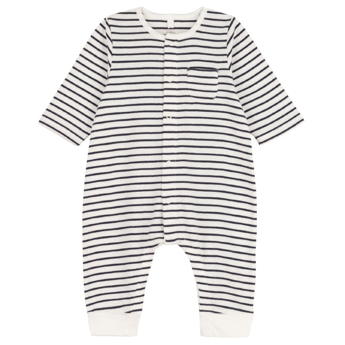 Petit Bateau Baby Pyjamas Navy Blue Stripes
