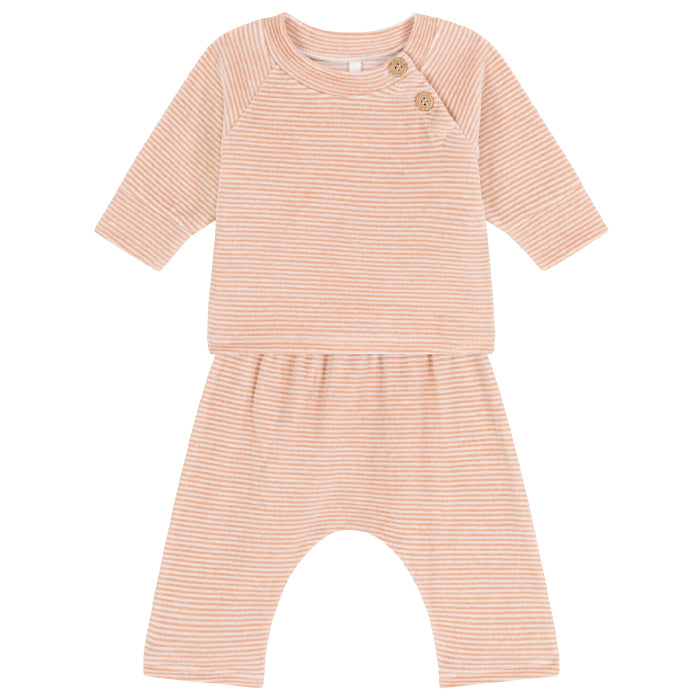 Petit Bateau Baby Two Piece Set Vintage Pink Stripes