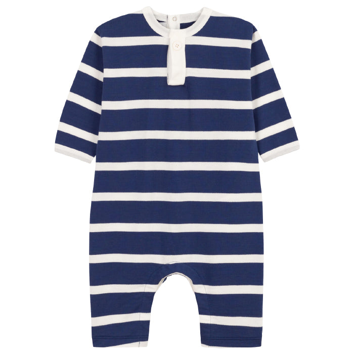 Petit Bateau Baby Jumpsuit Wide Navy Blue Stripes