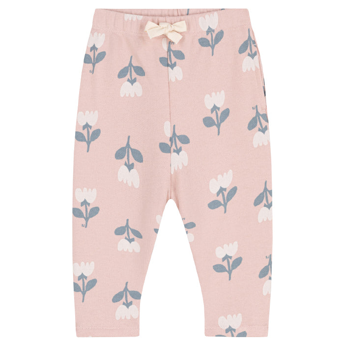Petit Bateau Baby Sweatpants Saline Pink With Flower Print