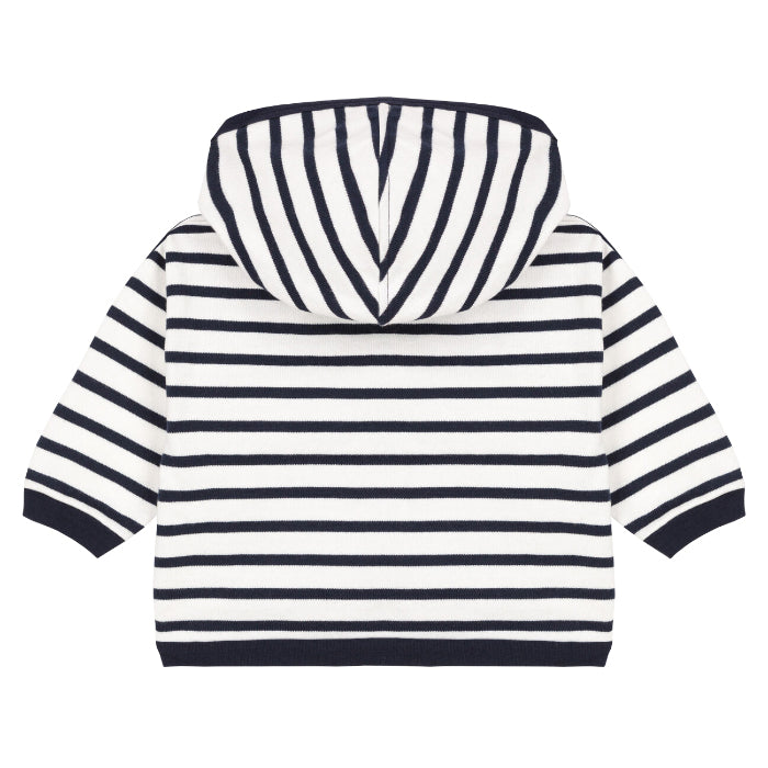 Petit Bateau Baby Hooded Sweatshirt Navy Blue Stripes