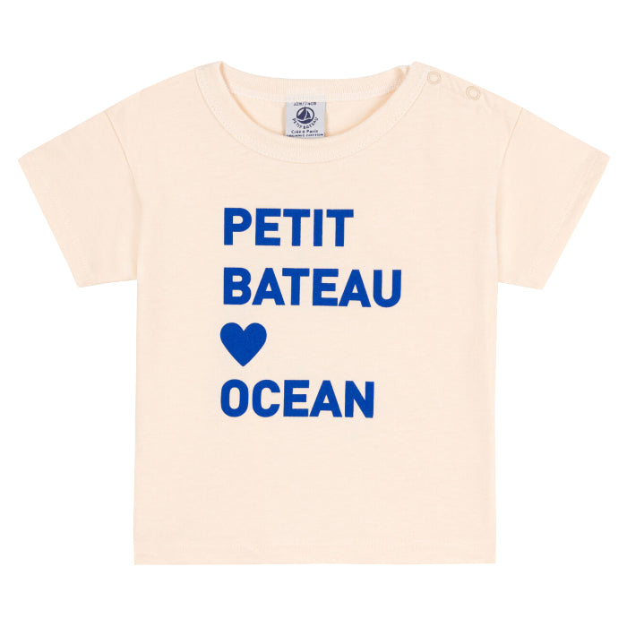 Petit Bateau Baby T-shirt Cream With Blue Print