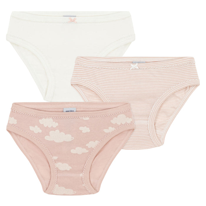 Petit Bateau Child Set Of Three Underwear Pink And White