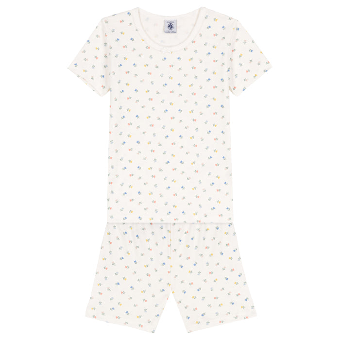 Petit Bateau Child Pyjamas White With Tulip Floral Print