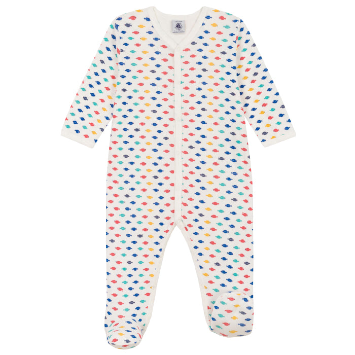 Petit Bateau Baby Pyjamas With Feet Rainbow Fish Print