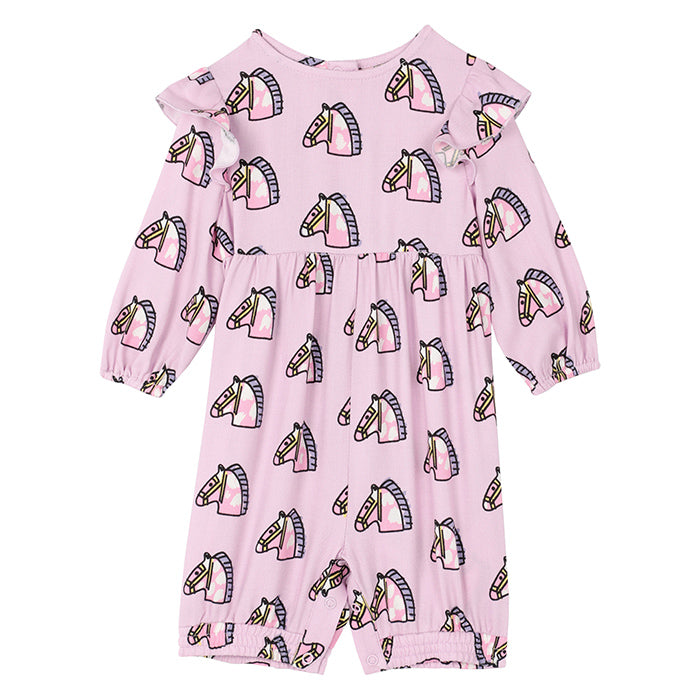 Stella McCartney Baby Jumpsuit With All Over Baby Horses Print Pink