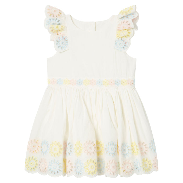 Stella McCartney Baby Dress White With Embroidered Flowers