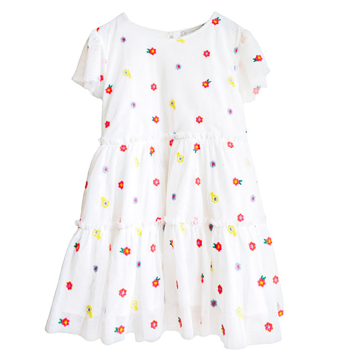 Stella McCartney Child Tulle Dress White With Floral Embroidery