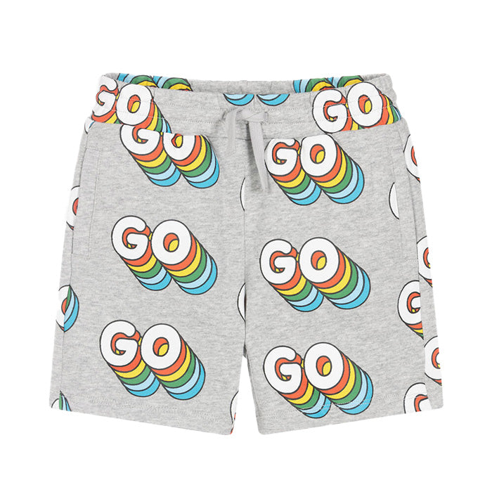 Stella McCartney Child Fleece Shorts Grey with Go Print