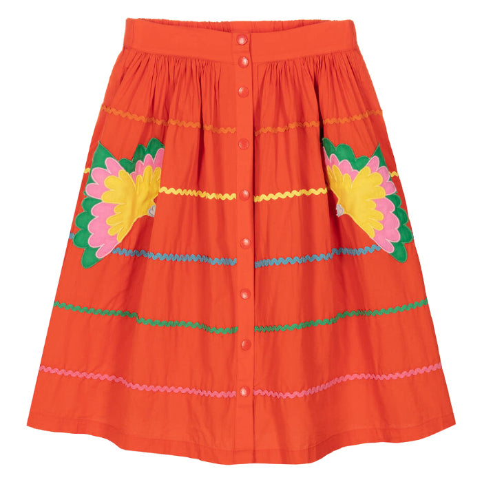 Stella McCartney Child Skirt Red With Parrot Patches