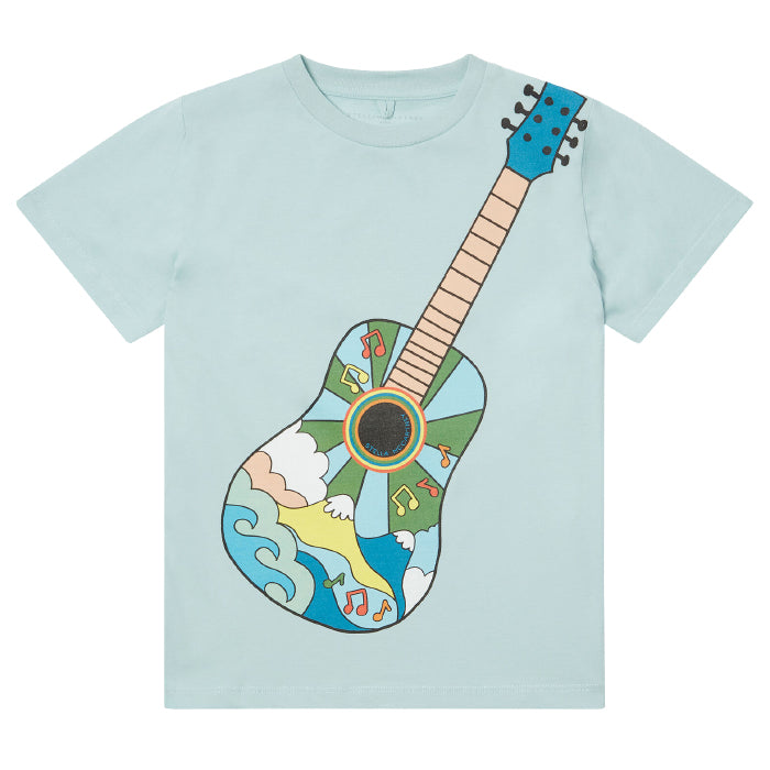 Stella McCartney Child T-shirt Blue With Guitar Print