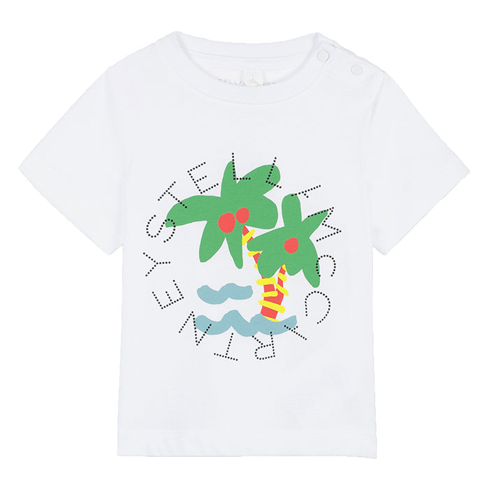 Stella McCartney Baby T shirt With Palm Print White