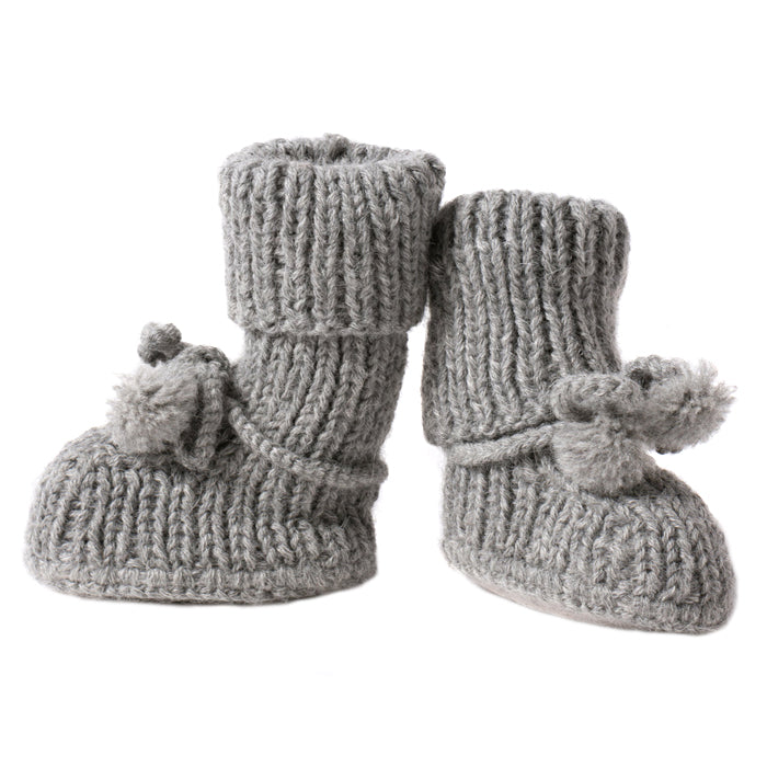 Tane Organics Baby Alpaca Sock Booties with Ties Frost Grey