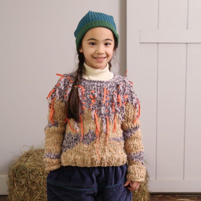 Tia Cibani Kids Child Ellsworth Abstract Pullover Sweater Blackberry Brown 6Y