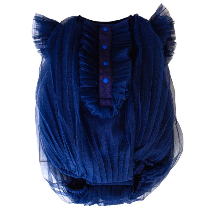 Tia Cibani Kids Advice Exclusive Baby Florence Pleated Romper Levi Blue
