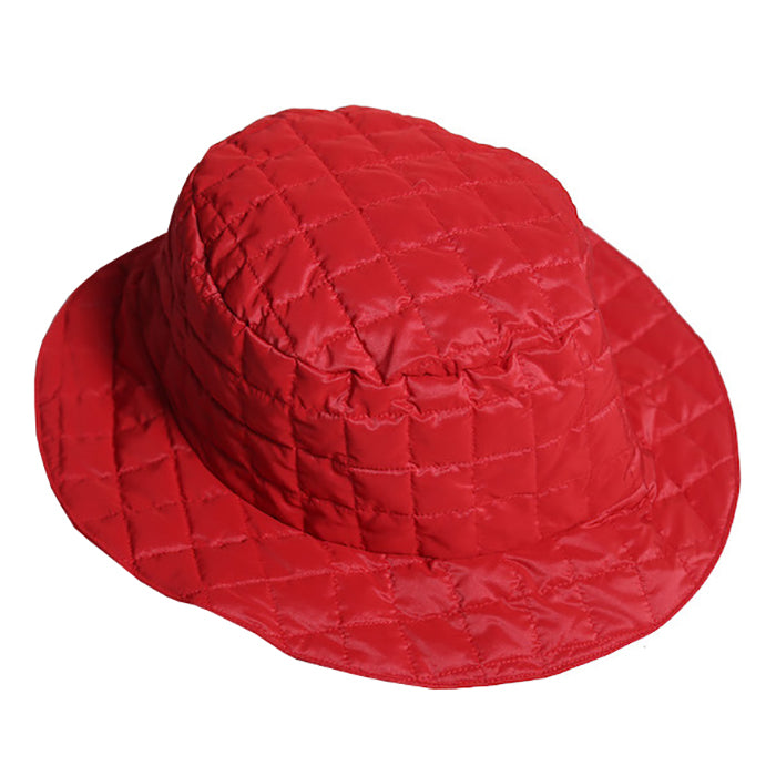 Tia Cibani Kids Child Winter Quilted Down Bucket Hat Big Red